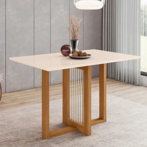 MESA COMEDOR HENN NATALI NATURE/OFF WHITE - Imagen 2
