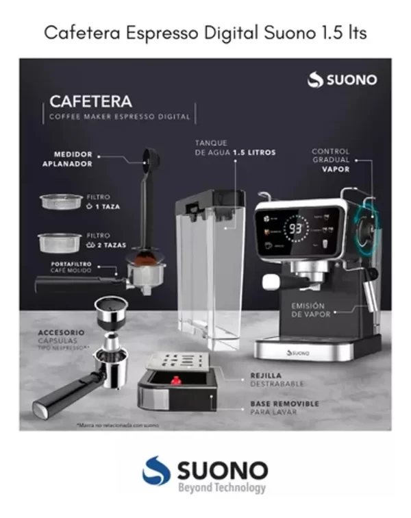 CAFETERA EXPRESSO SUONO DG 1.5 LTS C/CAPSULA HOG0202 - Imagen 4