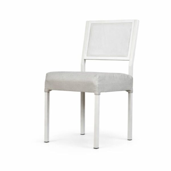 SILLA COMEDOR GRECIA X 6 CAÑO BLANCO / TAUPE LINO DONNET