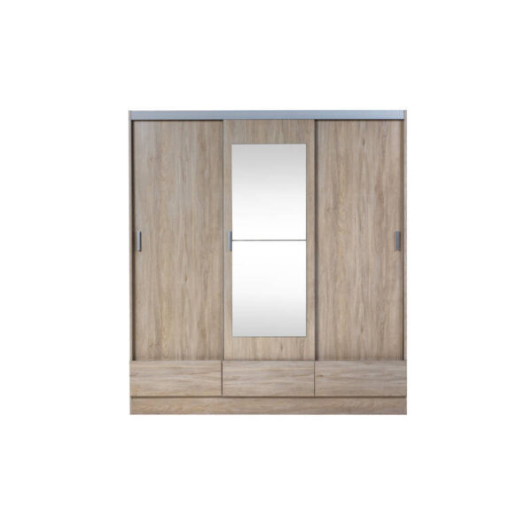 ROPERO TANA PLUS 3 PTA CORREDIZA C/ ESPEJO FRESNO / BLANCO RICCHEZZE