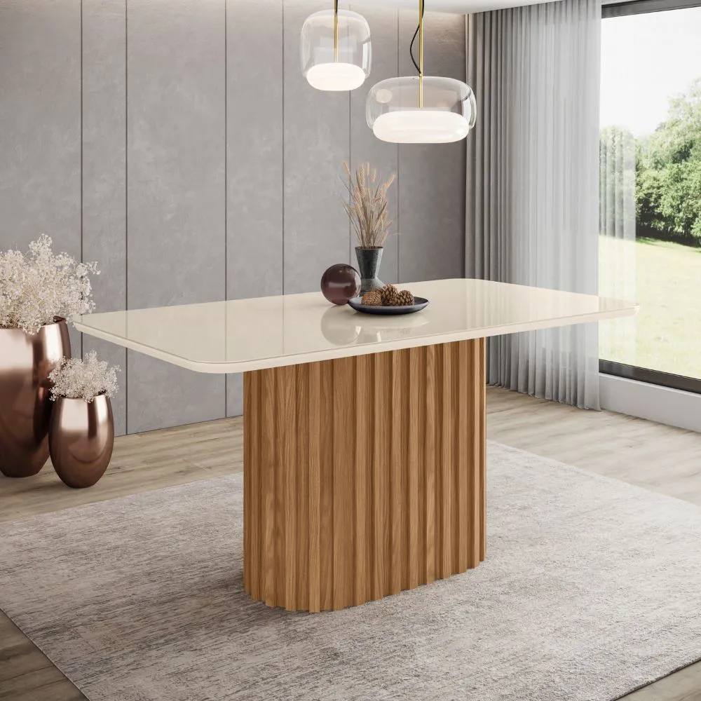 MESA  COMEDOR SOLANA 1.60 X 0.80 HENN NATURE /OFF WHITE - Imagen 2