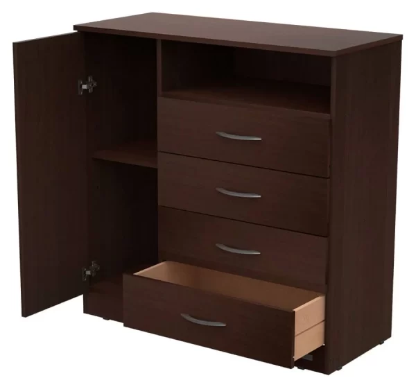 CHIFONIER 4 CAJ 1PTA LINEA EXPRESS WENGUE - Imagen 2