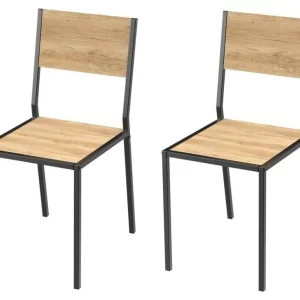 SILLA COMEDOR DELOS X4 DE CAÑO Y MADERA ROBLE NEBRASCA NATURAL