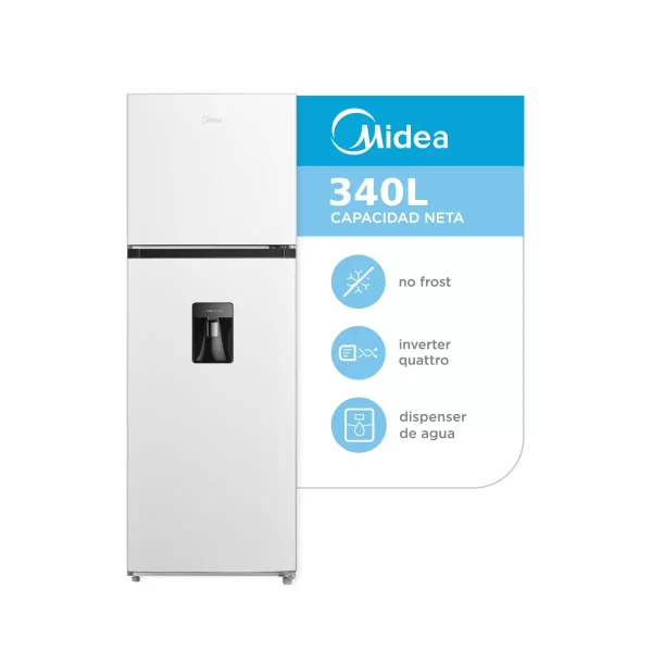 HELADERA MIDEA 340 L BLANCO INVET/NFROST C/DISP MDRT489MTE01ADW - Imagen 3