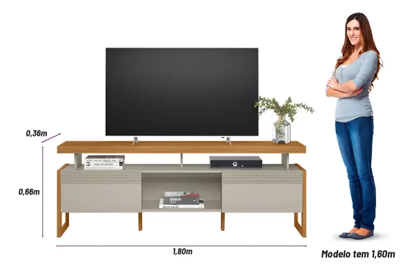RACK ESMERALDA TV 70 NATURE /OFF WHIT - Imagen 5