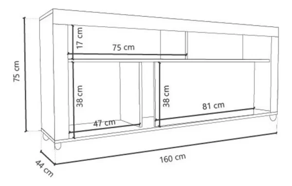 RACK 65 DL-862 DELOS ROBLE NEBRASCA GRIS C/ RUEDA - Imagen 2