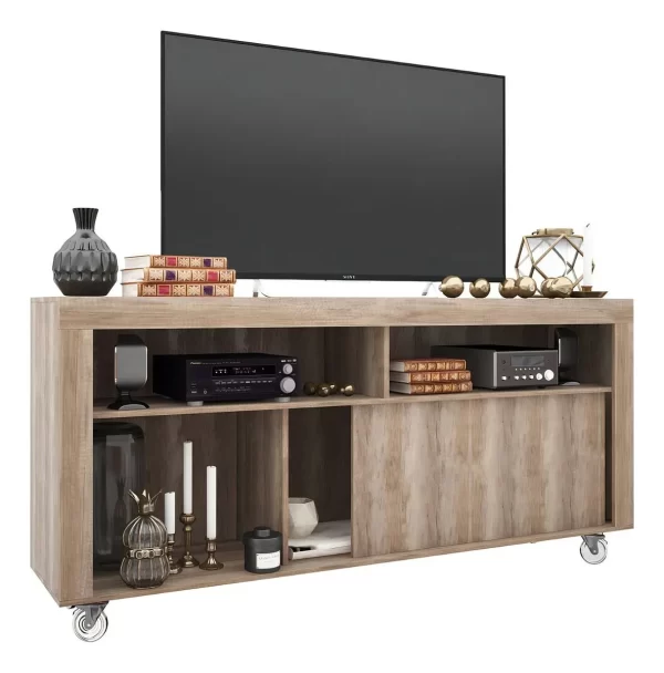 RACK 65 DL-862 DELOS ROBLE NEBRASCA GRIS C/ RUEDA