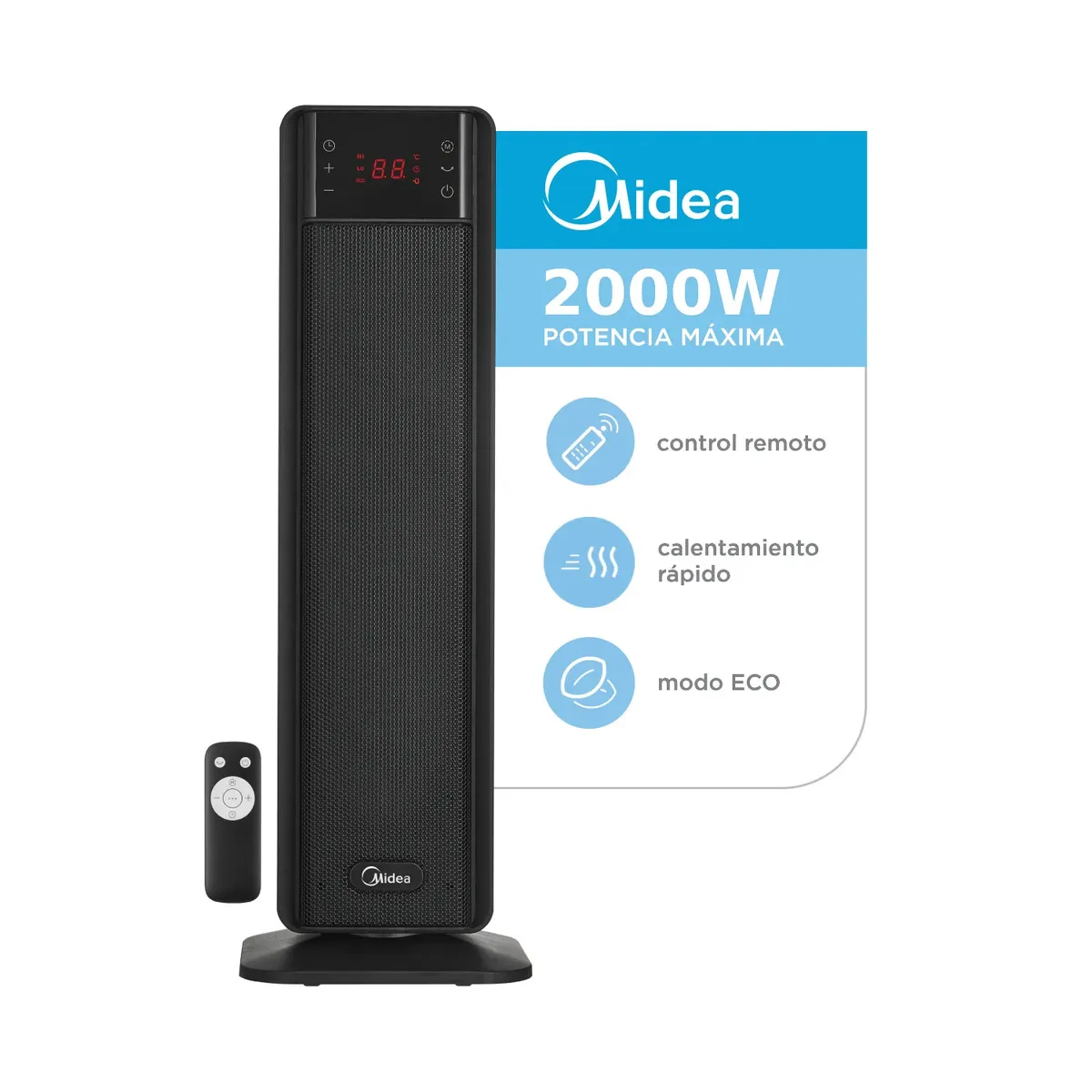 CALEFACTOR TORRE MIDEA TCH- 2 KW C/ PLACA CERAMICA - Imagen 2