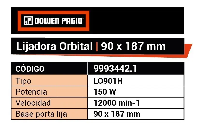 LIJADORA ORBITAL DOWEN PAGGIO 90X187MM 150W 9993442.1 - Imagen 5