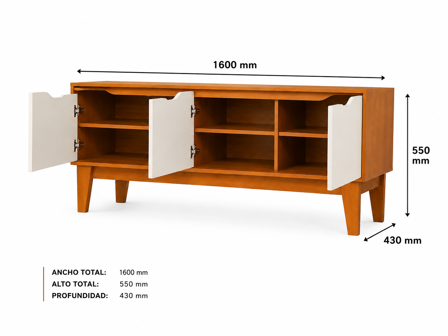 RACK TV VENETO HENN 1.60MTS CIMAMOMO - Imagen 3